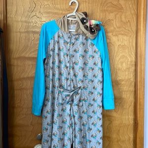 Justice girls 14/16 plus hooded pugacorn onesie pjs